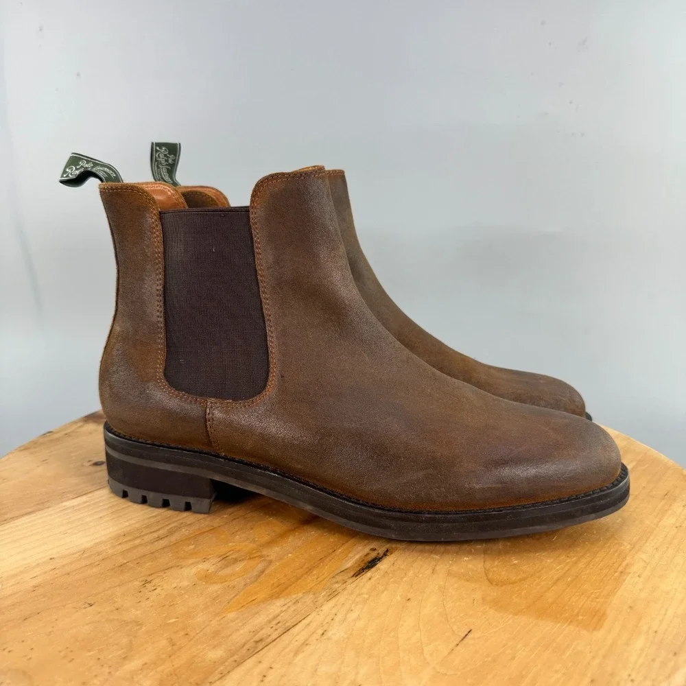 Polo Ralph Lauren Bryson Chelsea Boots‎ Mens Size 11 D Brown Suede Lug Sole EUC